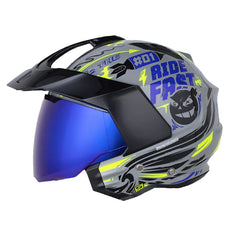 Casco Shaft 227 Trial Rush Gris Negro Visor Iridium Azul