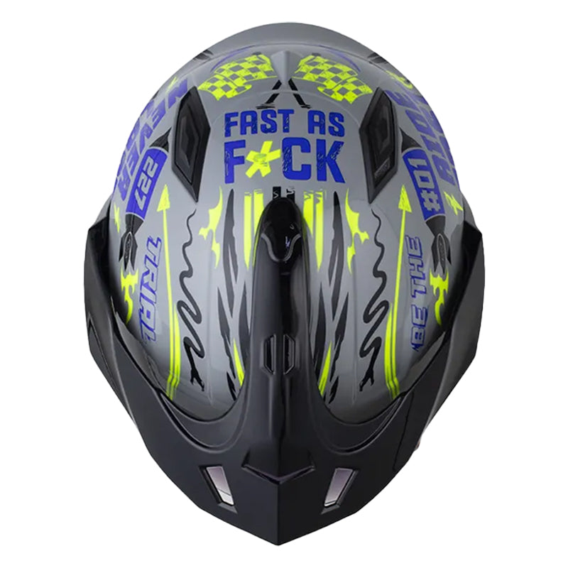 Casco Shaft 227 Trial Rush Gris Negro Visor Iridium Azul