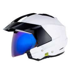 Casco Shaft 227 Trial Solid V2 Blanco Perlado Silver Visor Iridium Azul