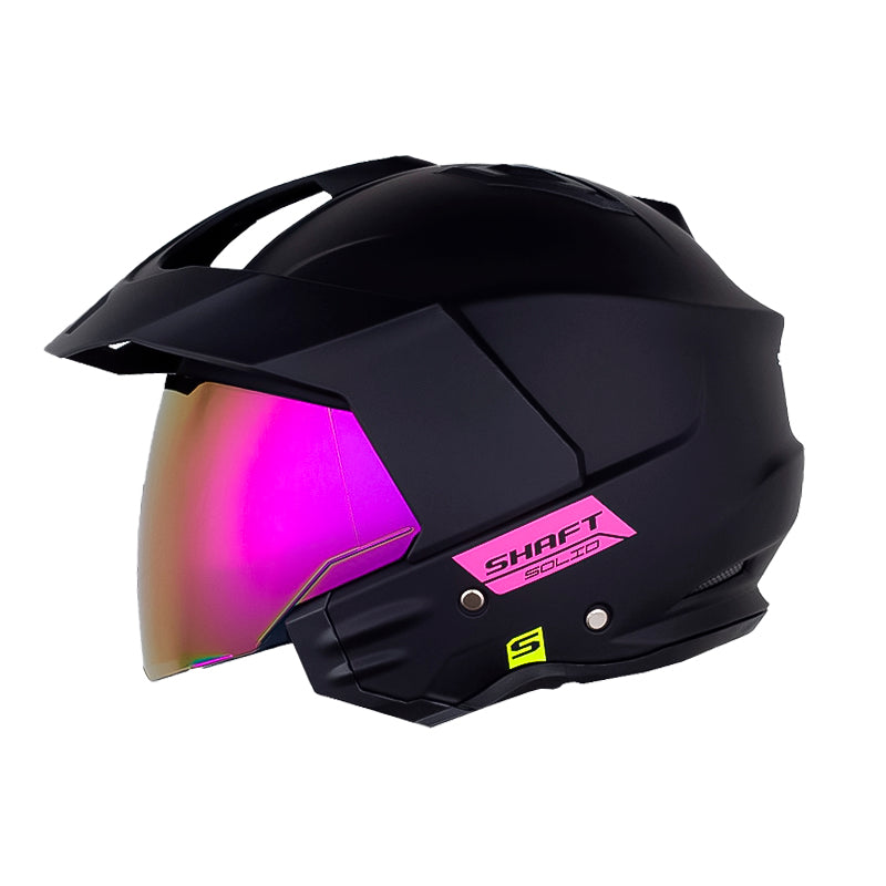 Casco Shaft 227 Trial Solid V2 Negro Fucsia Visor Revo Morado
