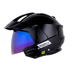 Casco Shaft 227 Trial Solid V2 Negro Silver Visor Iridium Azul