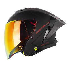 Casco Shaft 246 Sp Solid Negro Rojo Visor Revo Rojo