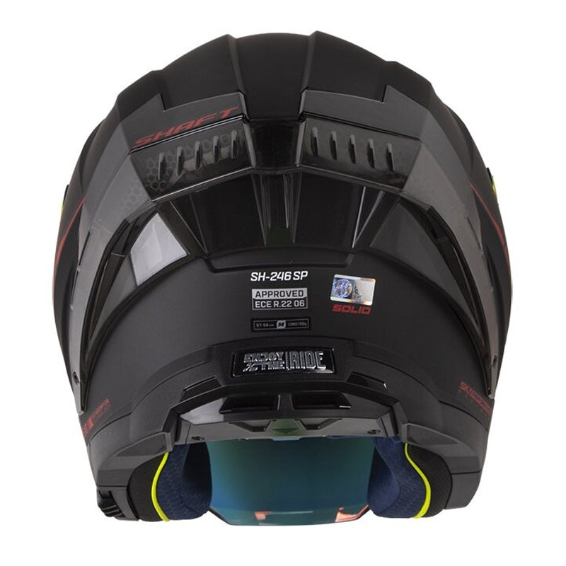 Casco Shaft 246 Sp Solid Negro Rojo Visor Revo Rojo