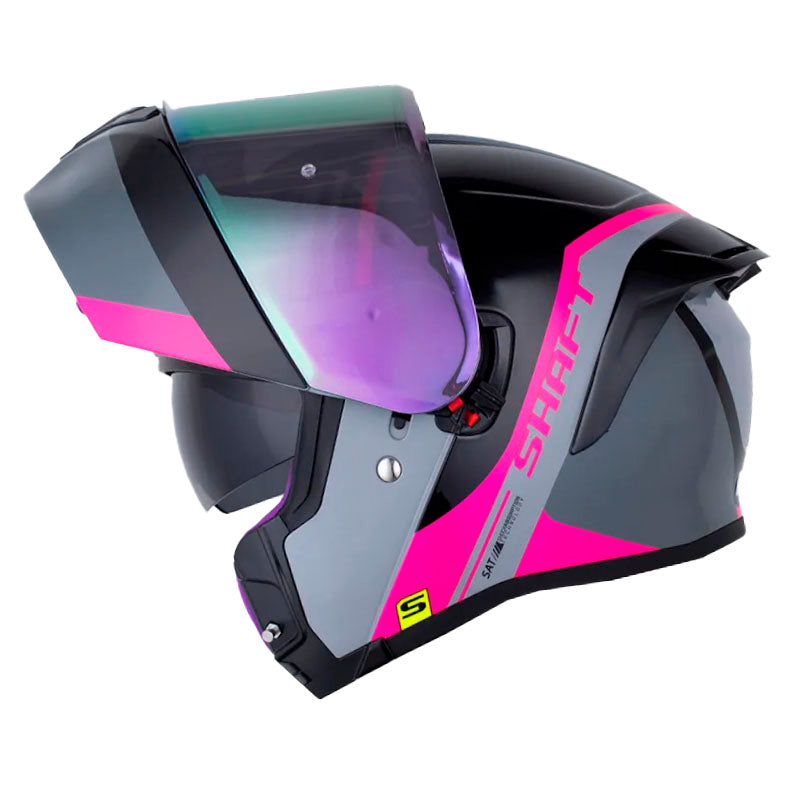 Casco Shaft 3820 Sp Prix Gris Fucsia Visor Revo Morado