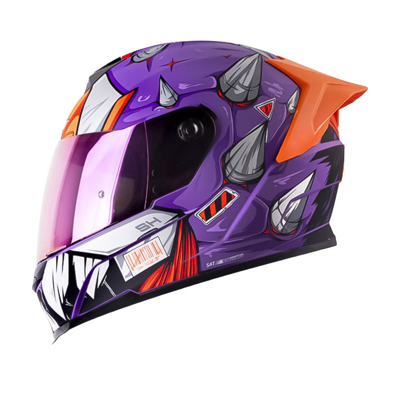Casco Shaft 502sp Eldymon Morado Naranja Visor Iridium Morado