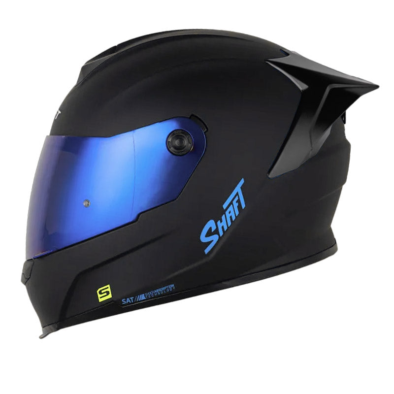 Casco Shaft 502sp Solid Negro Azul Visor Iridium Azul