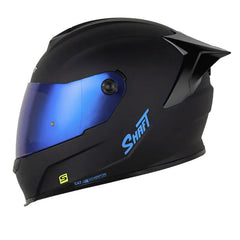 Casco Shaft 502sp Solid Negro Azul Visor Iridium Azul