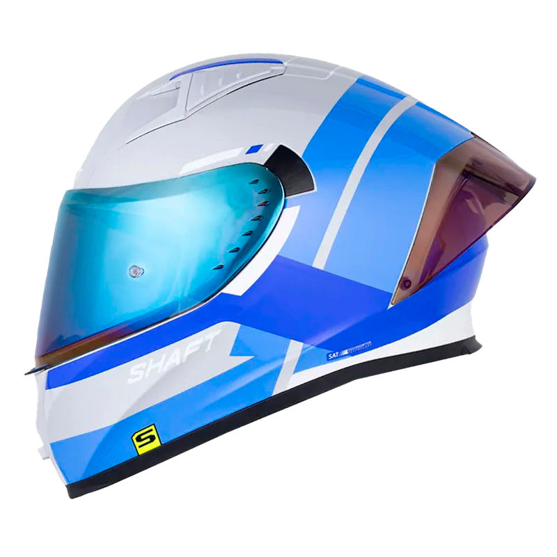 Casco Shaft 526Sp Evo Liner Gris Blanco Visor Iridium Azul