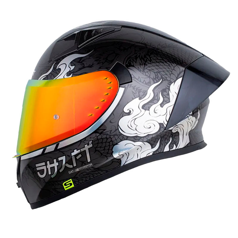 Casco Shaft 526Sp Evo Saoru Gris Holografico Silver Visor Revo Rojo