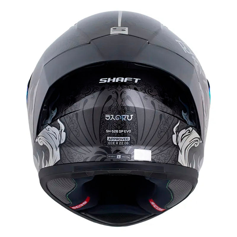 Casco Shaft 526Sp Evo Saoru Gris Holografico Silver Visor Revo Rojo