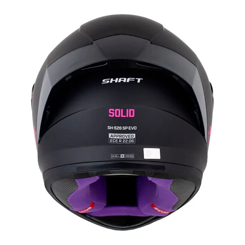 Casco Shaft 526Sp Evo Solid V2 Negro Fucsia Visor Revo Morado