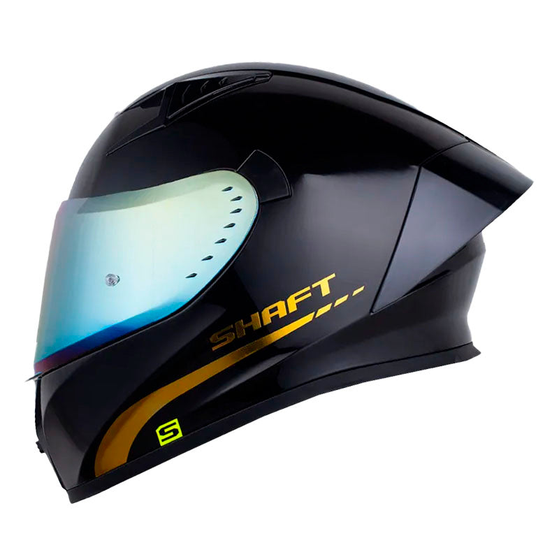 Casco Shaft 526Sp Evo Solid V2 Negro Holografico Dorado Visor Iridium Dorado