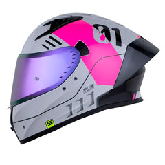 Casco Shaft 526Sp Evo Troy Gris Fucsia Visor Revo Morado