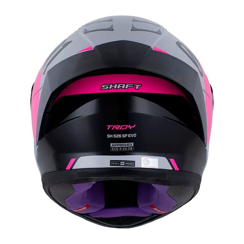 Casco Shaft 526Sp Evo Troy Gris Fucsia Visor Revo Morado