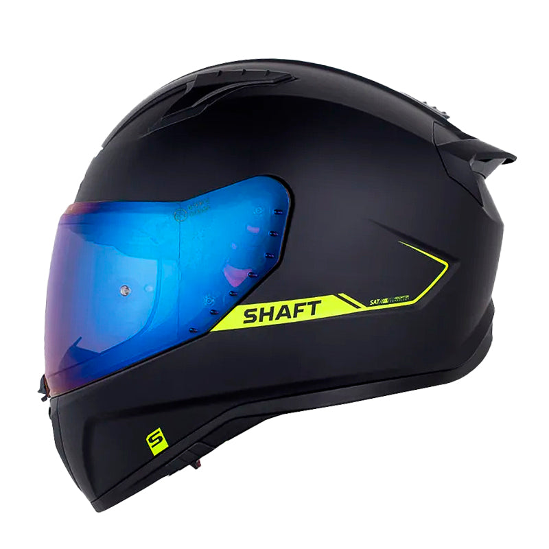 Casco Shaft 532Dv Solid Negro Amarillo Neon Visor Iridium Azul