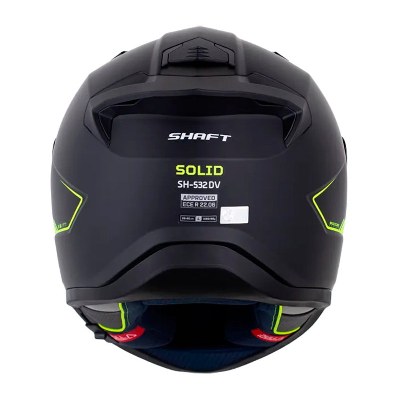 Casco Shaft 532Dv Solid Negro Amarillo Neon Visor Iridium Azul