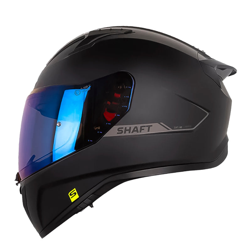 Casco Shaft 532Dv Solid Negro Gris Visor Iridium Azul