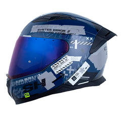 Casco Shaft 549 Sp Codex Azul Gris Visor Iridium Azul