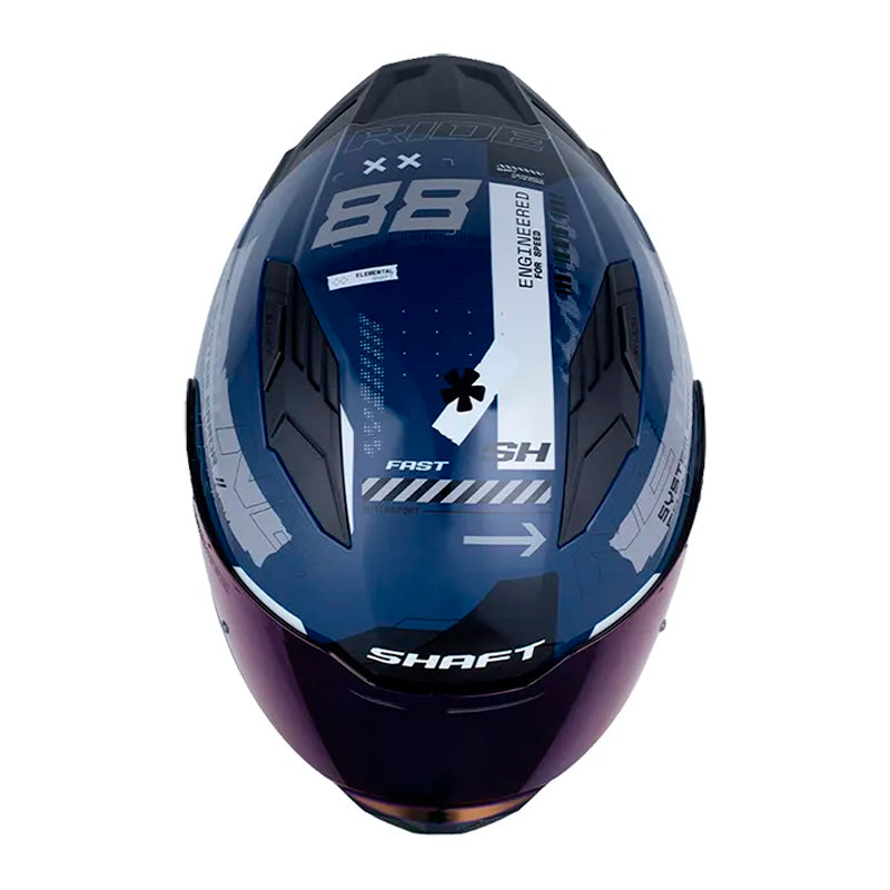 Casco Shaft 549 Sp Codex Azul Gris Visor Iridium Azul