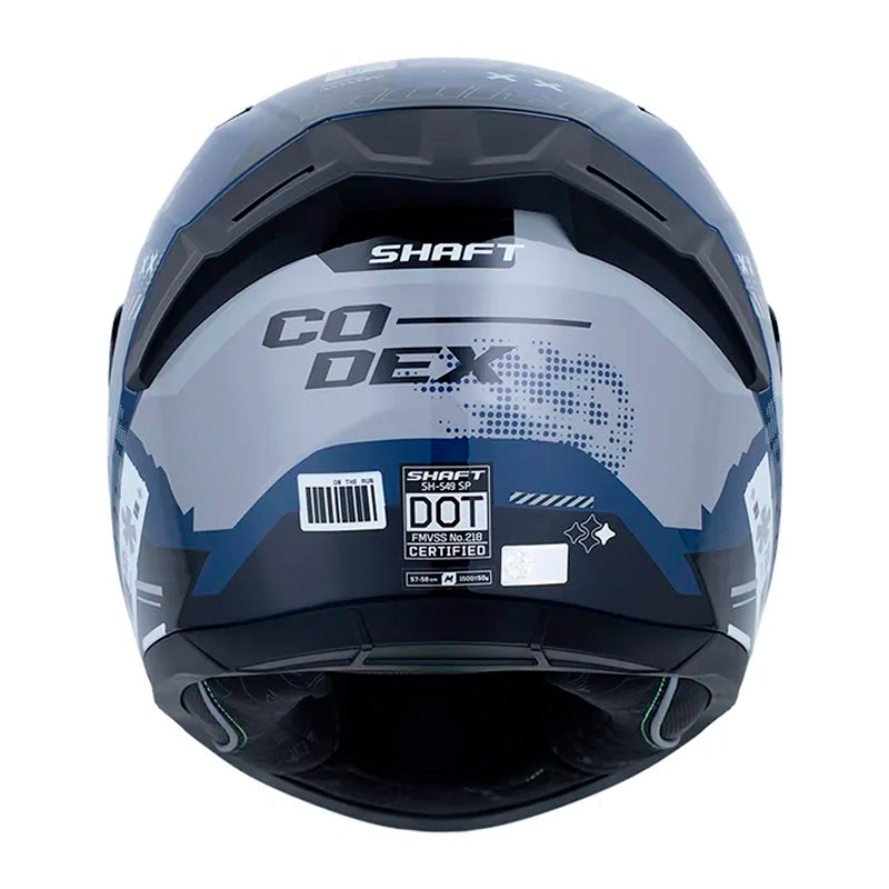 Casco Shaft 549 Sp Codex Azul Gris Visor Iridium Azul