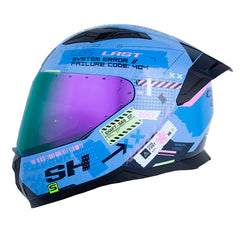 Casco Shaft 549 Sp Codex Azul Rosado Visor Revo Morado