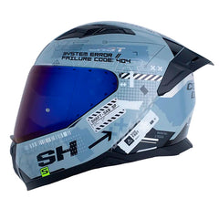Casco Shaft 549 Sp Codex Gris Holografico Silver Visor Iridium Azul