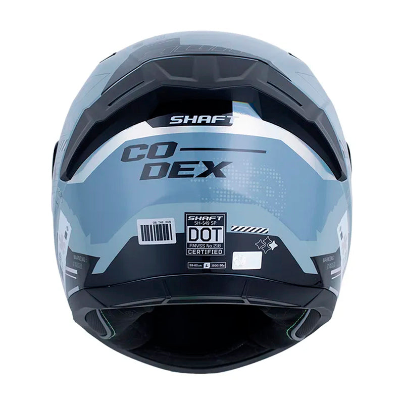 Casco Shaft 549 Sp Codex Gris Holografico Silver Visor Iridium Azul