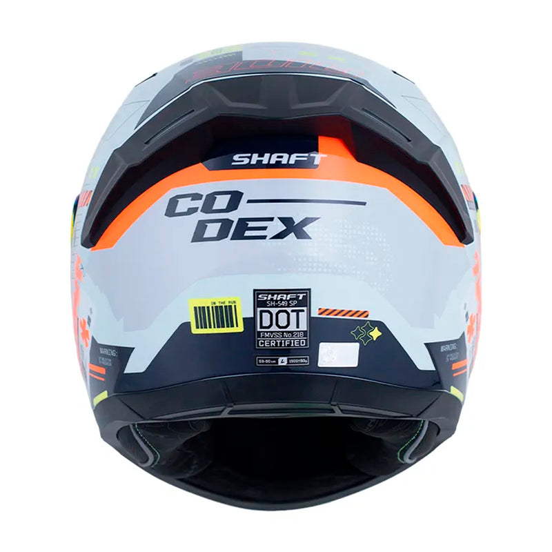 Casco Shaft 549 Sp Codex Gris Naranja Neon Visor Revo Rojo