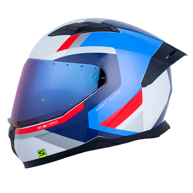 Casco Shaft 549 Sp Saic Gris Rojo Visor Iridium Azul
