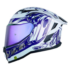 Casco Shaft 556 Taipan Dark Camaleon Blanco Holografico Silver Visor Revo Morado