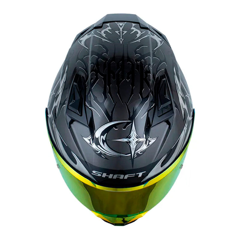 Casco Shaft 556 Taipan Dark Gris Oscuro Holografico Silver Visor Revo Rojo