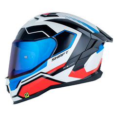 Casco Shaft 556 Taipan Retrofrex Blanco Perlado Rojo Visor Iridium Azul