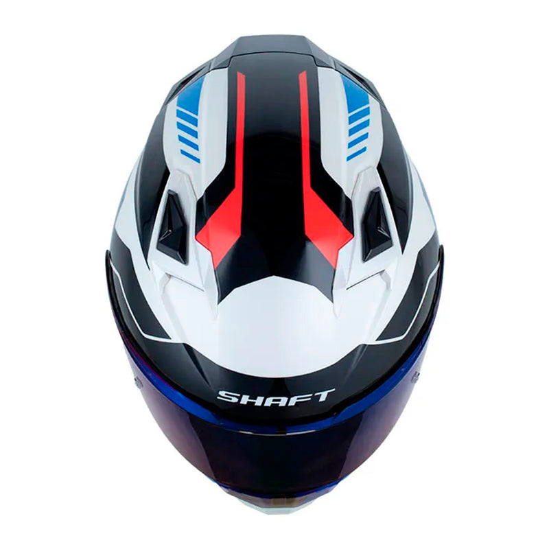 Casco Shaft 556 Taipan Retrofrex Blanco Perlado Rojo Visor Iridium Azul