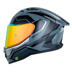 Casco Shaft 556 Taipan Retrofrex Gris Gris Oscuro Visor Revo Rojo