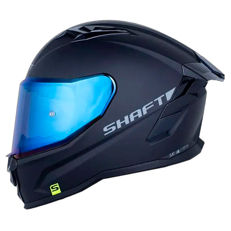 Casco Shaft 556 Taipan Solid Negro Gris Visor Iridium Azul