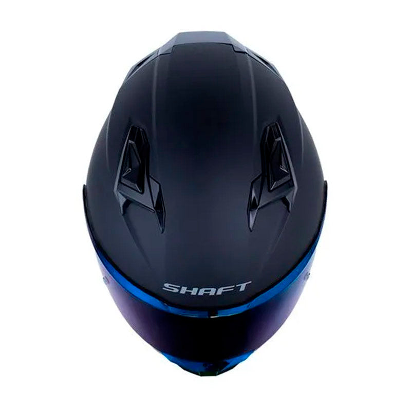 Casco Shaft 556 Taipan Solid Negro Gris Visor Iridium Azul