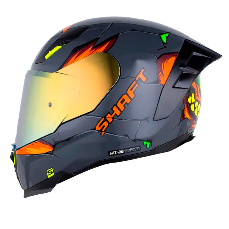 Casco Shaft 562 R B-Snatcher Gris Oscuro Naranja Visor Iridium Rojo
