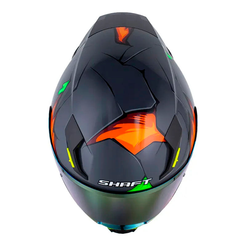 Casco Shaft 562 R B-Snatcher Gris Oscuro Naranja Visor Iridium Rojo