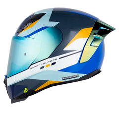 Casco Shaft 562 R Senk Azul Gris Visor Iridium Dorado
