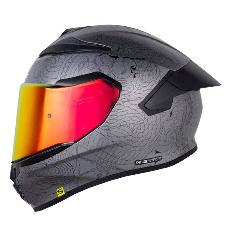 Casco Shaft 584 Sp Asia Gris Metalico Negro Visor Revo Rojo