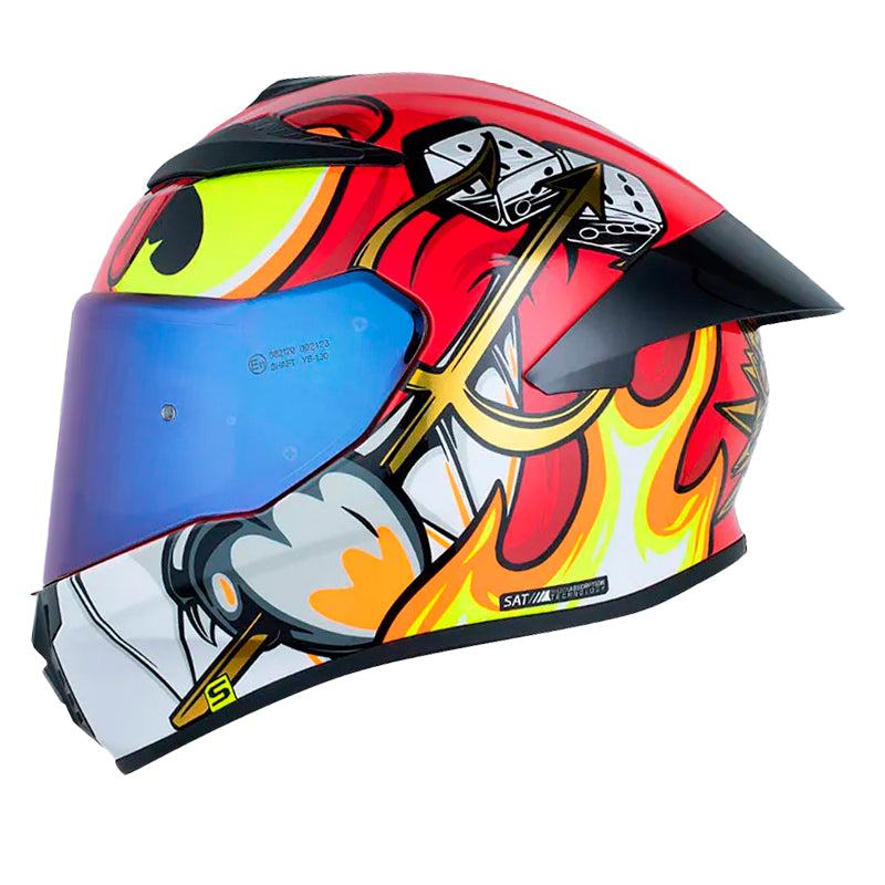 Casco Shaft 584 Sp Eternal Rojo Rojo Visor Iridium Azul