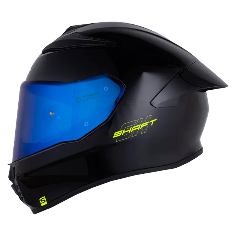 Casco Shaft 584 Sp Solid V2 Negro Amarillo Neon Visor Iridium Azul