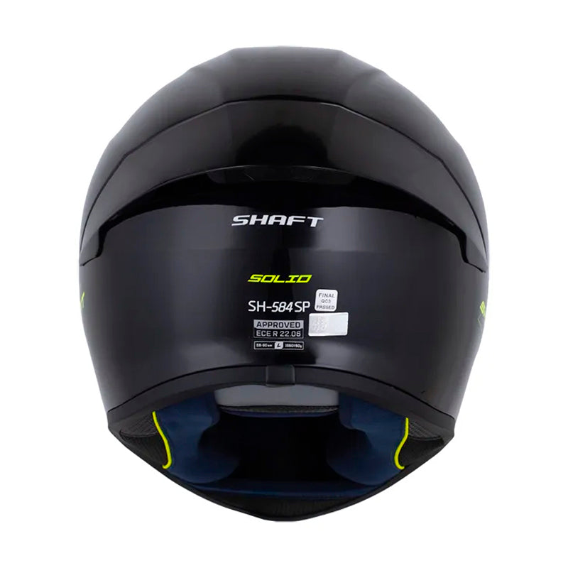 Casco Shaft 584 Sp Solid V2 Negro Amarillo Neon Visor Iridium Azul