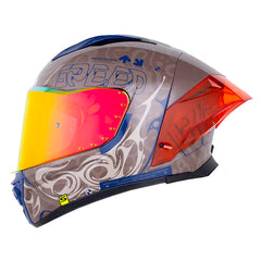 Casco Shaft 596 Sp Bolter Arena Oscuro Azul Visor Revo Rojo