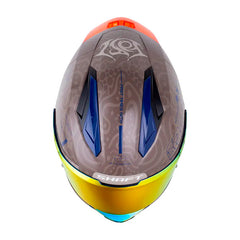 Casco Shaft 596 Sp Bolter Arena Oscuro Azul Visor Revo Rojo