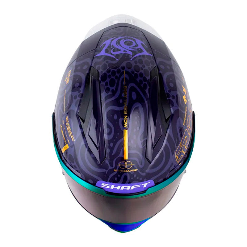 Casco Shaft 596 Sp Bolter Morado Holografico Dorado Visor Revo Morado