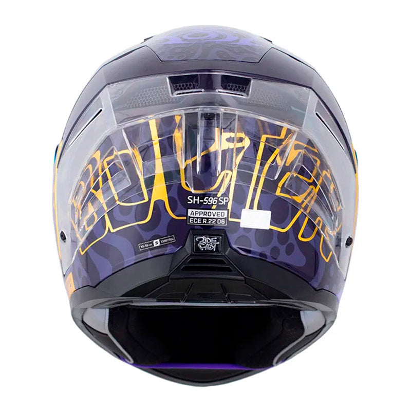 Casco Shaft 596 Sp Bolter Morado Holografico Dorado Visor Revo Morado