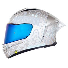 Casco Shaft 596 Sp Bolter Silver Azul Visor Iridium Azul