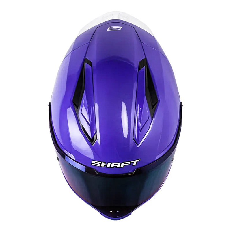Casco Shaft 596 Sp Solid Morado Blanco Visor Iridium Azul