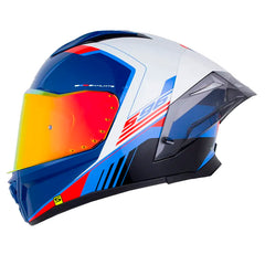 Casco Shaft 596 Sp Thuko Azul Blanco Visor Revo Rojo